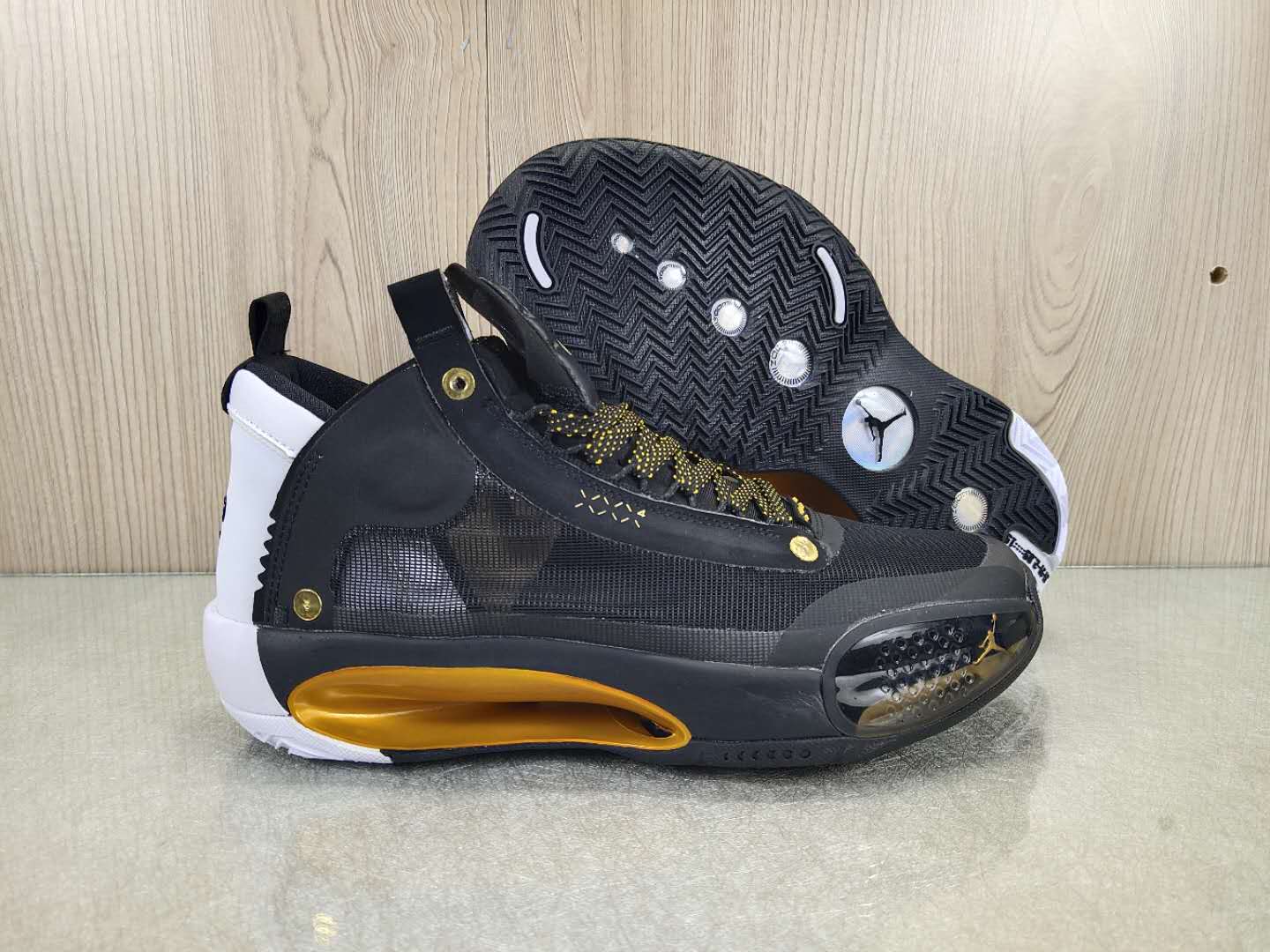 Air Jordan 34 Black White Yellow Shoes - Click Image to Close